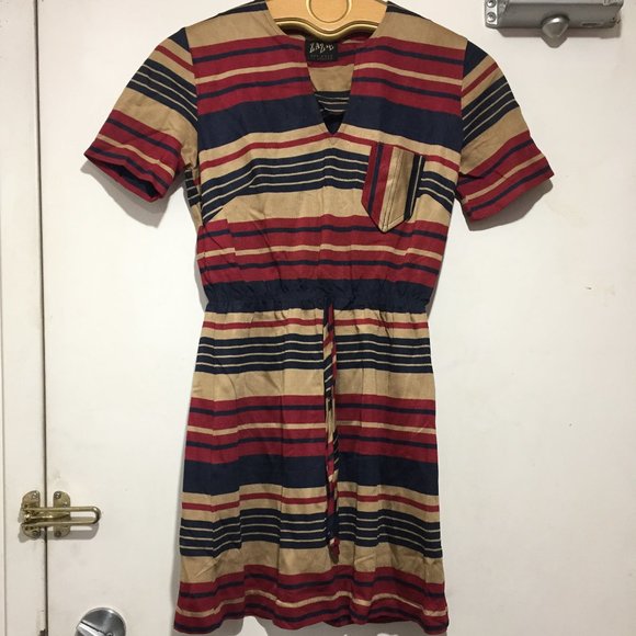 VINTAGE ZAZIE V-NECK STRIPE DRESSES SIZE S - Picture 2 of 11